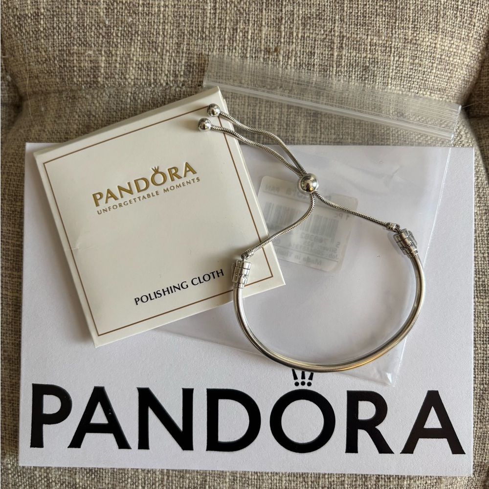 Pandora Silver Adjustable Bangle Bracelet Small